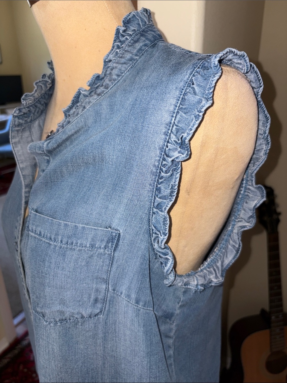 Velvet Heart Ruffled Denim Blouse - Picture 6 of 9